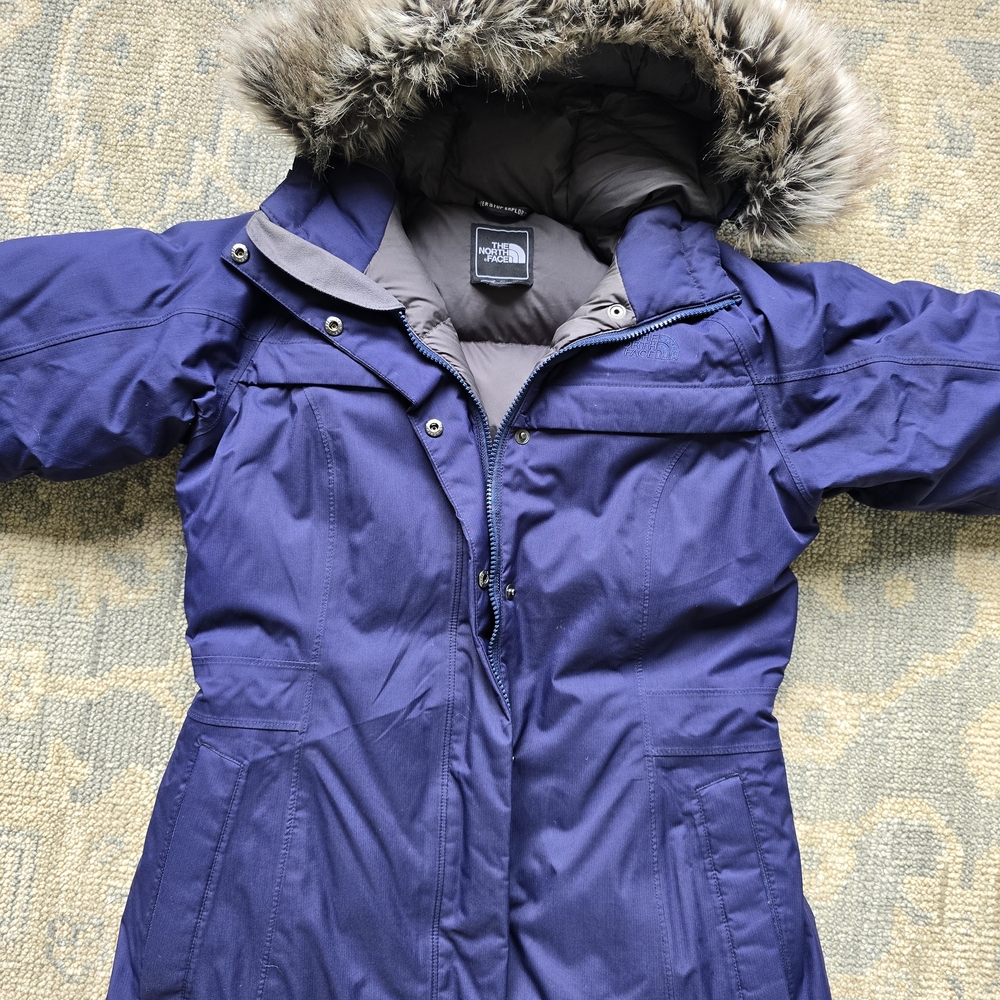 The North Face Dark Blue Parka with Fur Trim